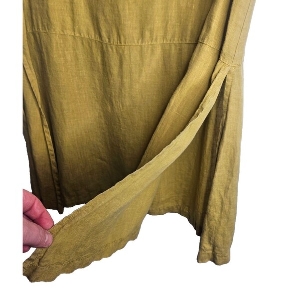 BRYN WALKER 100% Linen Tunic Small Side Slits Sleeveless Green Beachy Lagenlook - Picture 3 of 9